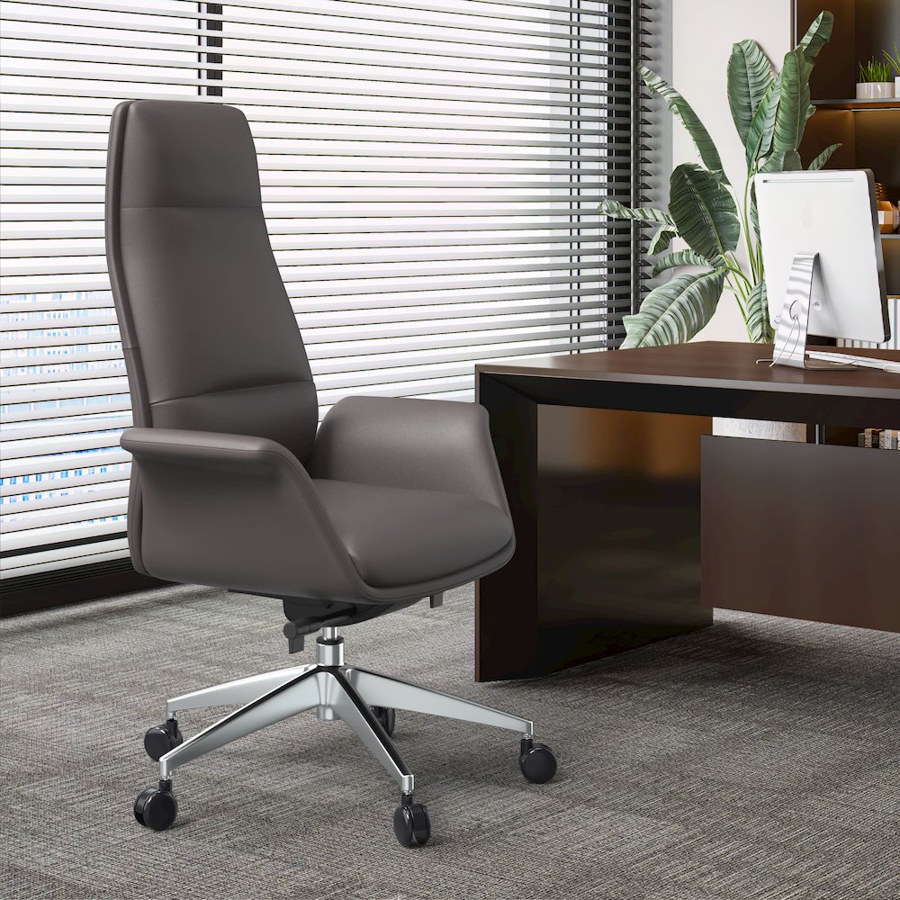 Summit Series Tall Office Chair In Grey Leather. Picture 7