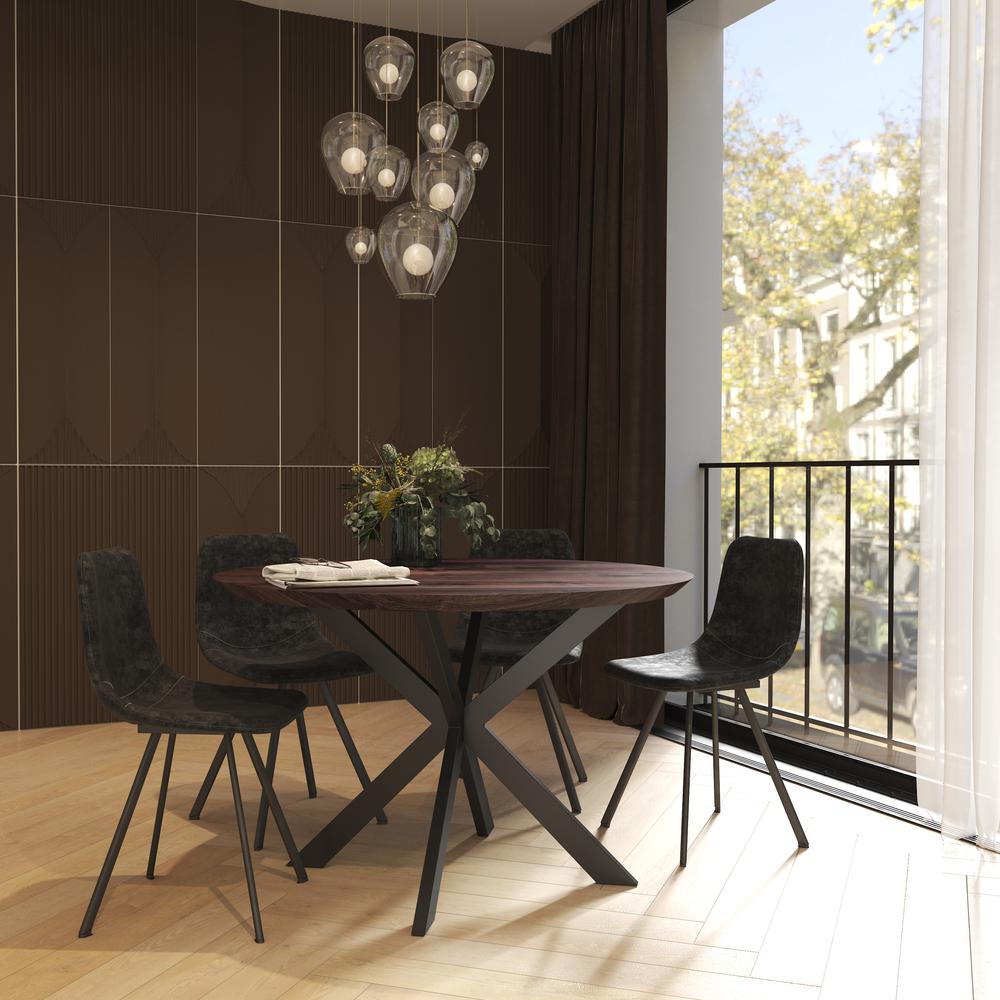 Markley Modern Leather Dining Chair With Metal Legs Set of 2. Picture 6