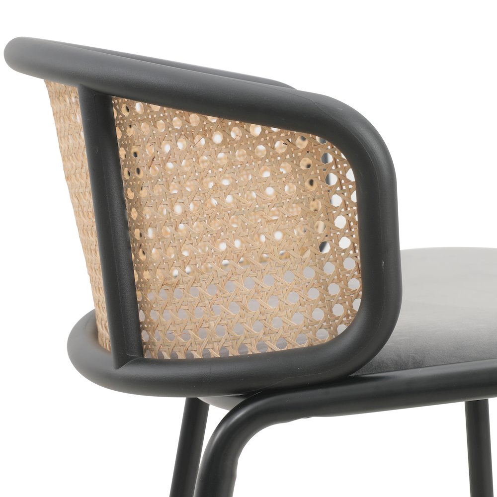 Ervilla Mid-Century Modern Wicker Bar Stool in Grey. Picture 9