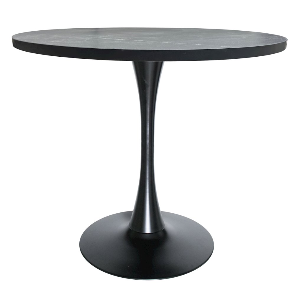 Bristol Dining table, Black Base with 36 Round Marbleized Black MDF top. Picture 2