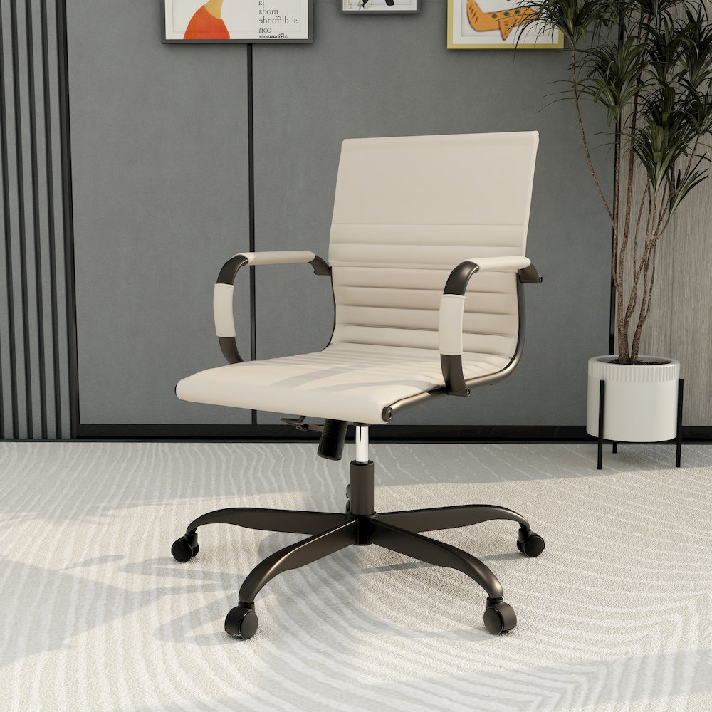 Harris Leather Home Office Chair in Tan With Black Frame. Picture 28