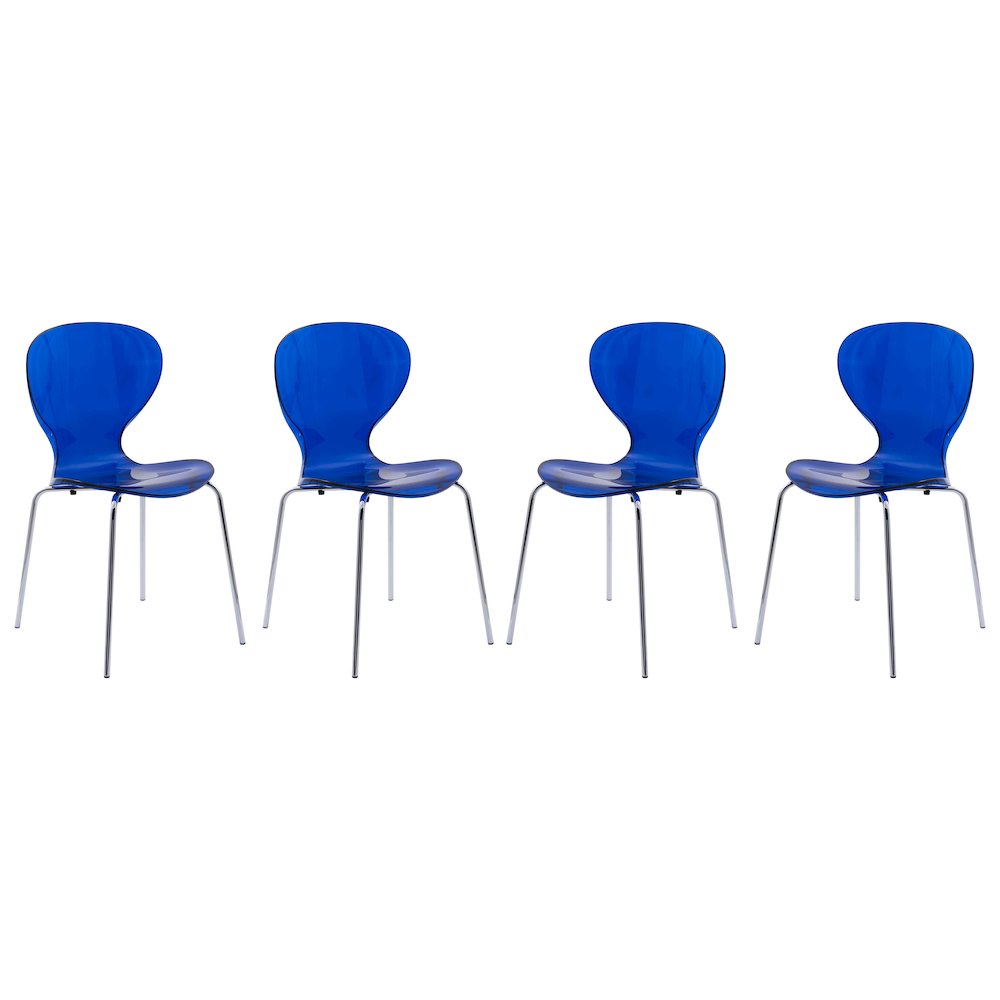Modern Oyster Transparent Side Chair, Set of 4. Picture 2