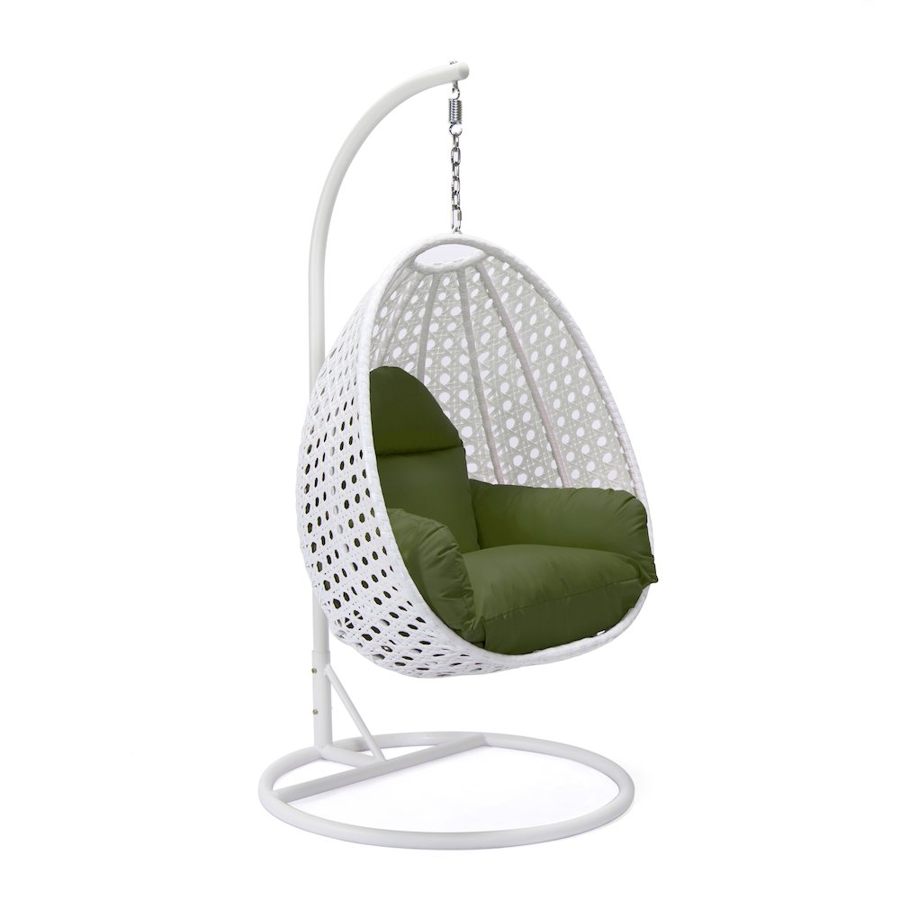 White Wicker Hanging Egg Swing Chair. Picture 1