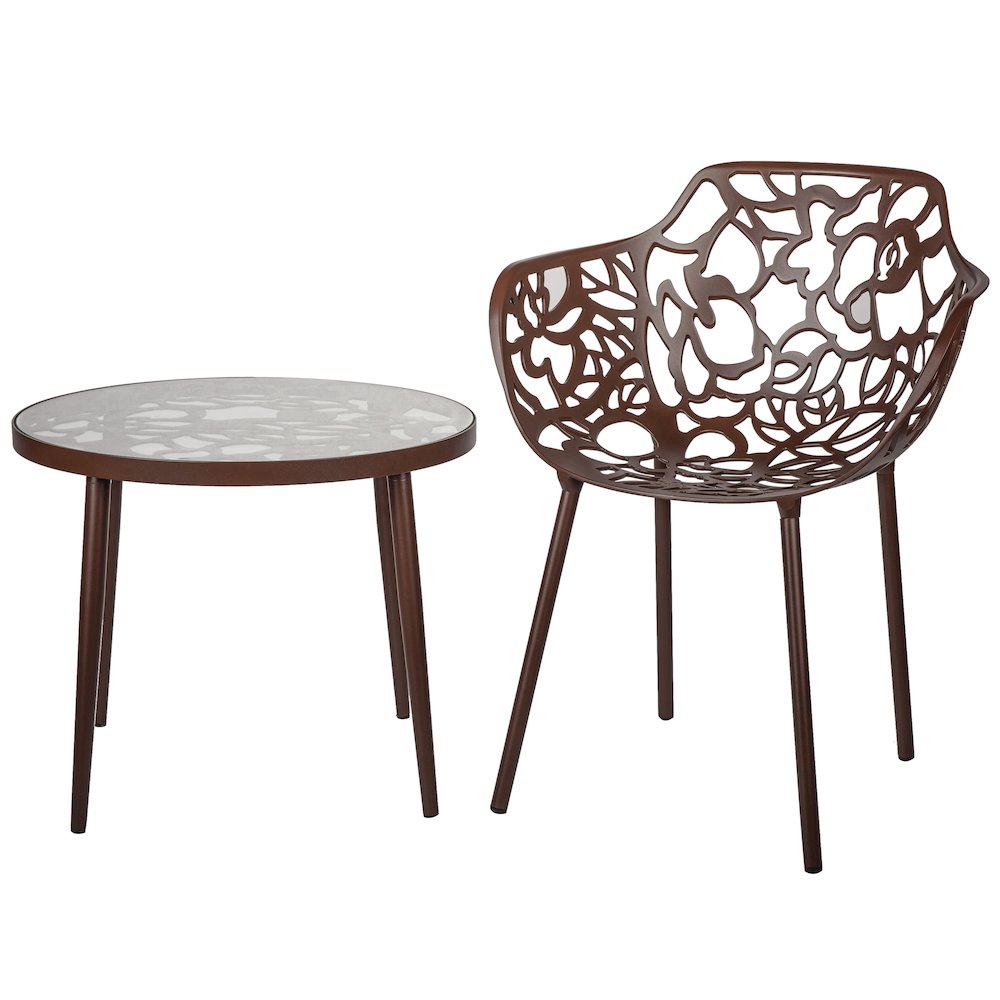 Devon Tree Design Glass Top Aluminum Base Indoor Outdoor End Table. Picture 3