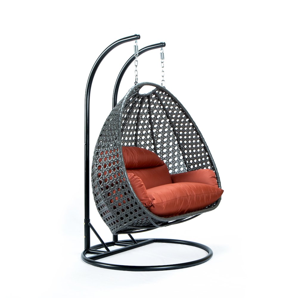 Charcoal Wicker Hanging 2 person Egg Swing Chair. Picture 3