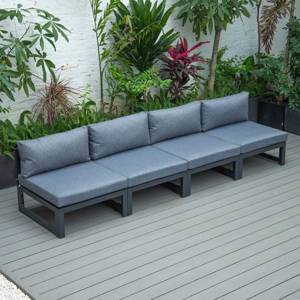 Chelsea 4-Piece Middle Patio Chairs Black Aluminum With Cushions. Picture 8
