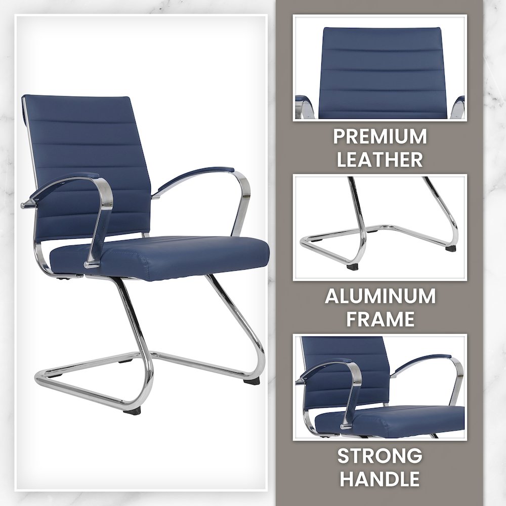 Benmar Home Leather Guest Office Chair in Charcoal. Picture 204