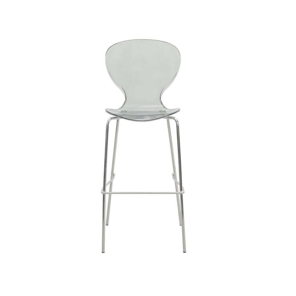 Oyster Acrylic Barstool with Steel Frame in Chrome Finish in Smoke. Picture 4