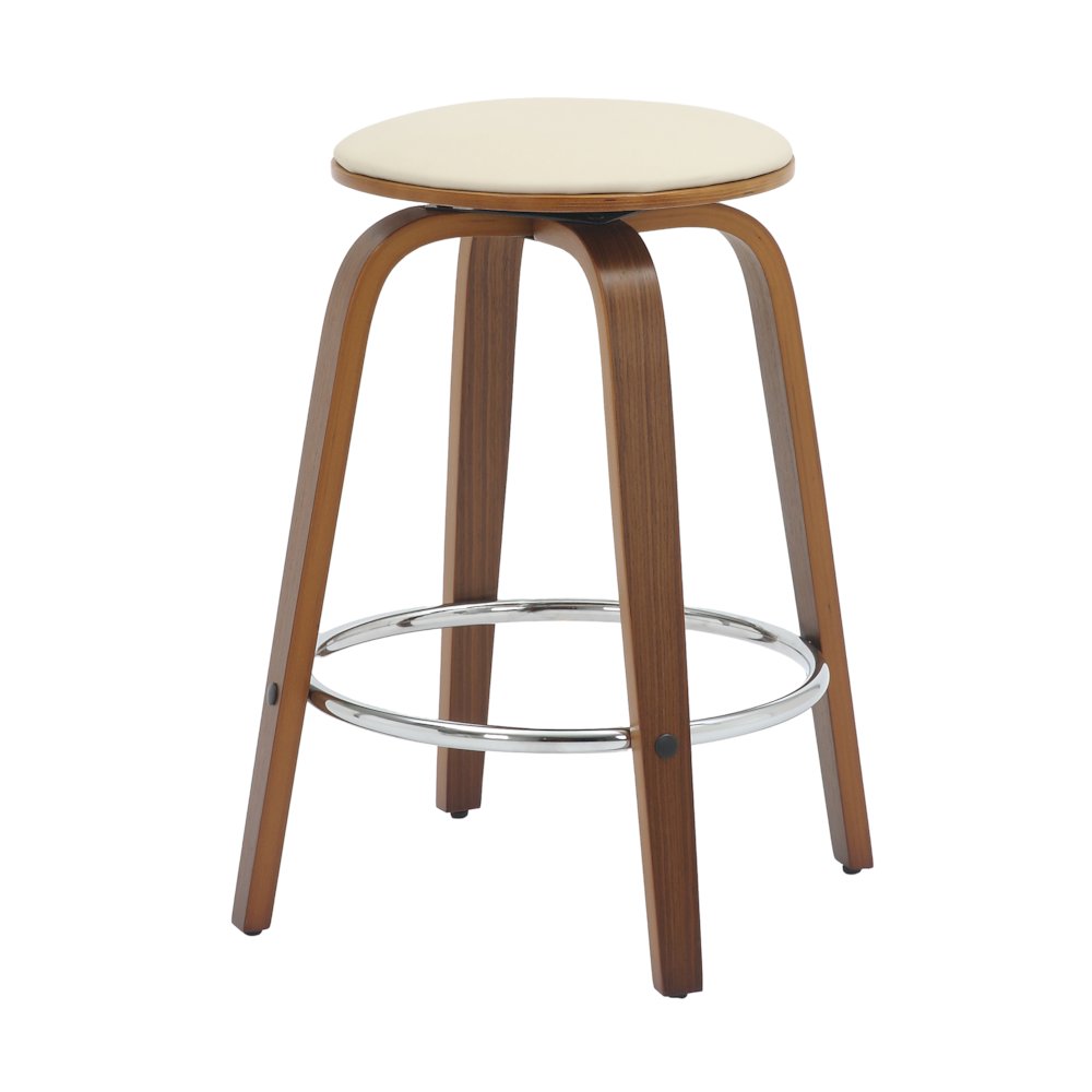 Wooden Counter Stool Pelya Collection Modern Style Walnut color in Light Taupe. Picture 3
