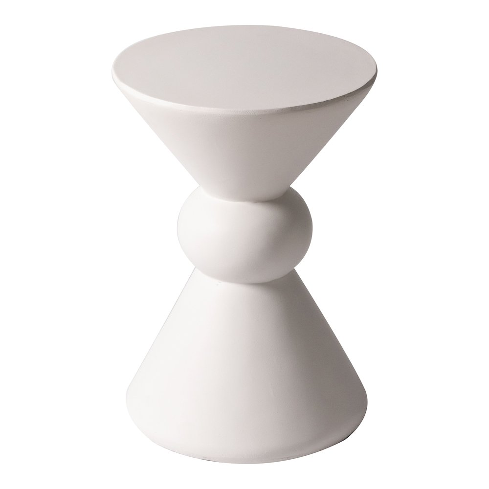 Echo Collection Fiberglass Outdoor Side Table in Cream. Picture 13