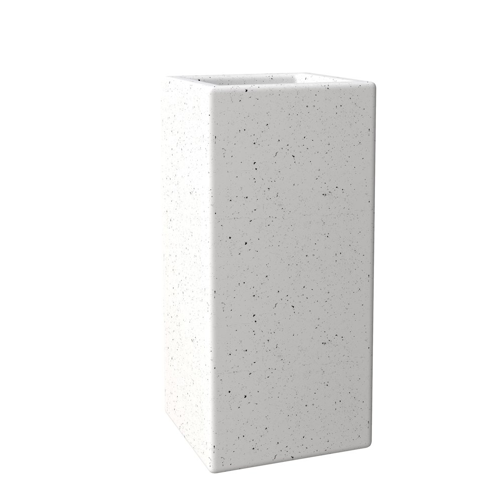 Terra Series Poly Stone Planter in Dotted White 10.2" x 10.2" 23.6" High. Picture 6