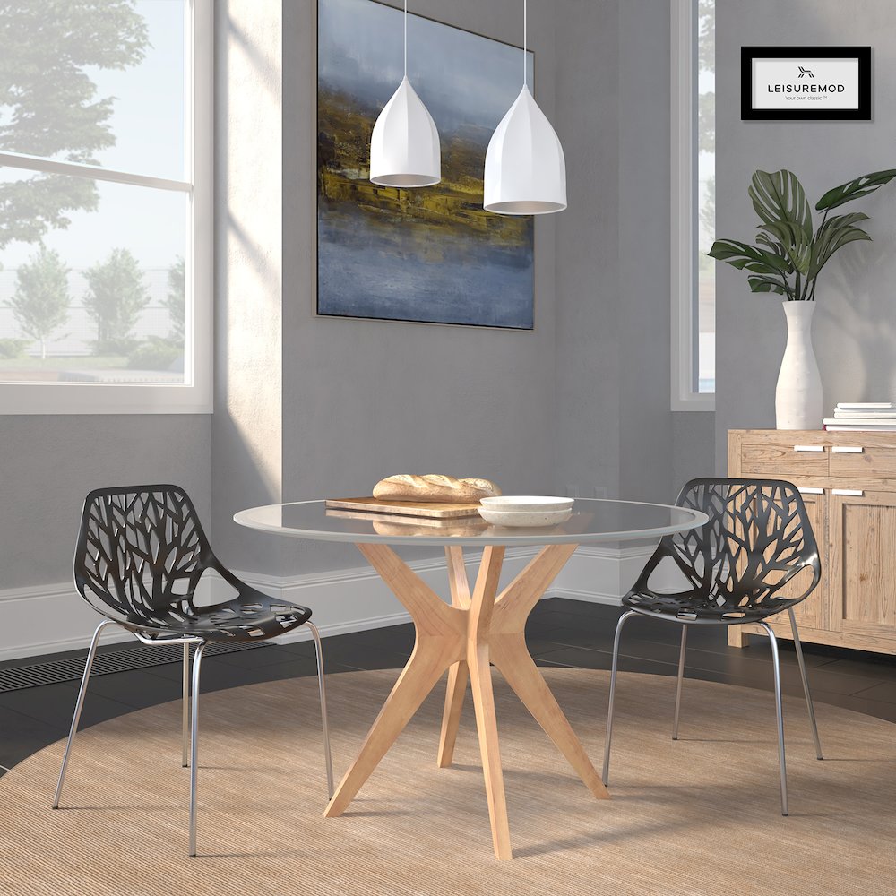 Modern Asbury Dining Chair w/ Chromed Legs, Set of 2. Picture 3