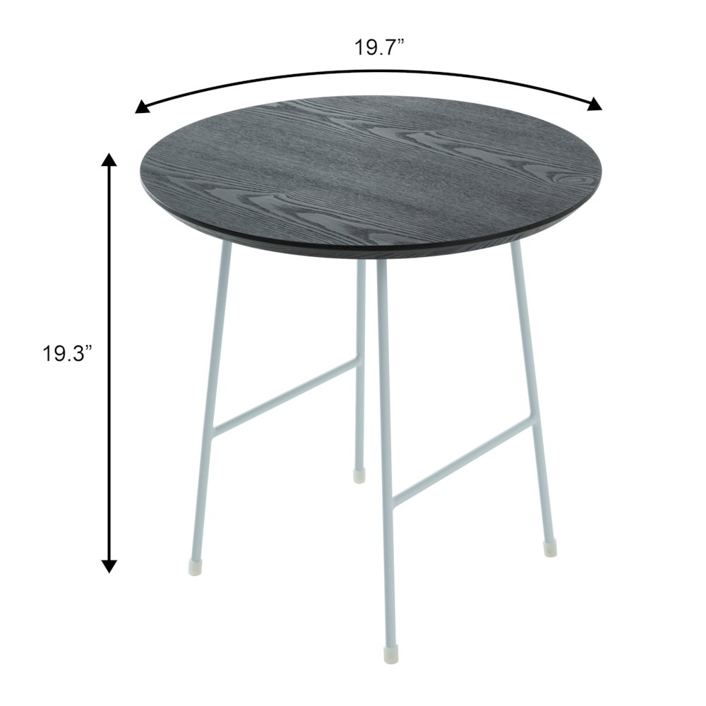 Rossmore Mid Century Modern Round Side Table With White Steel Frame. Picture 11
