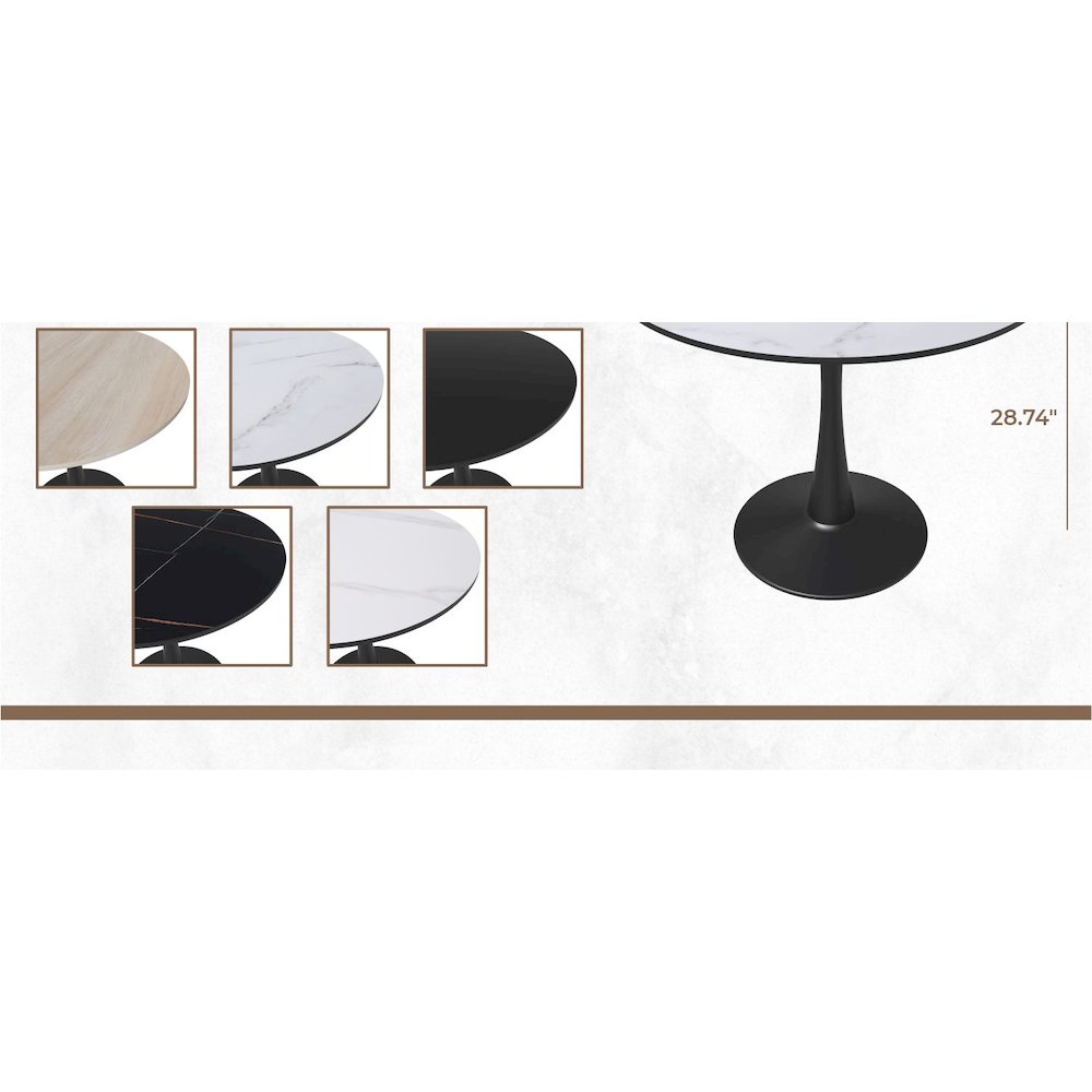 Bristol 31" round dining table Black base with marbled MDF top. Picture 33
