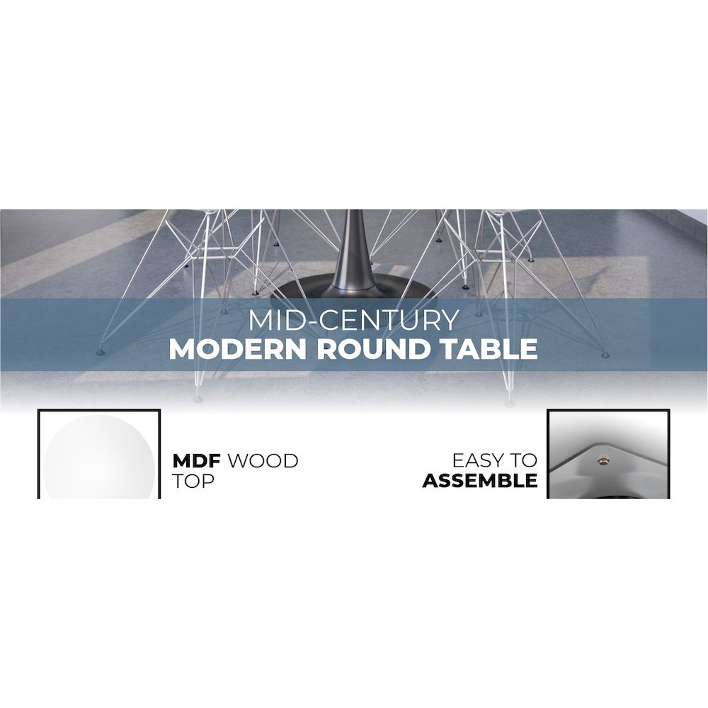 Bristol 31" round dining table Black base with marbled MDF top. Picture 40