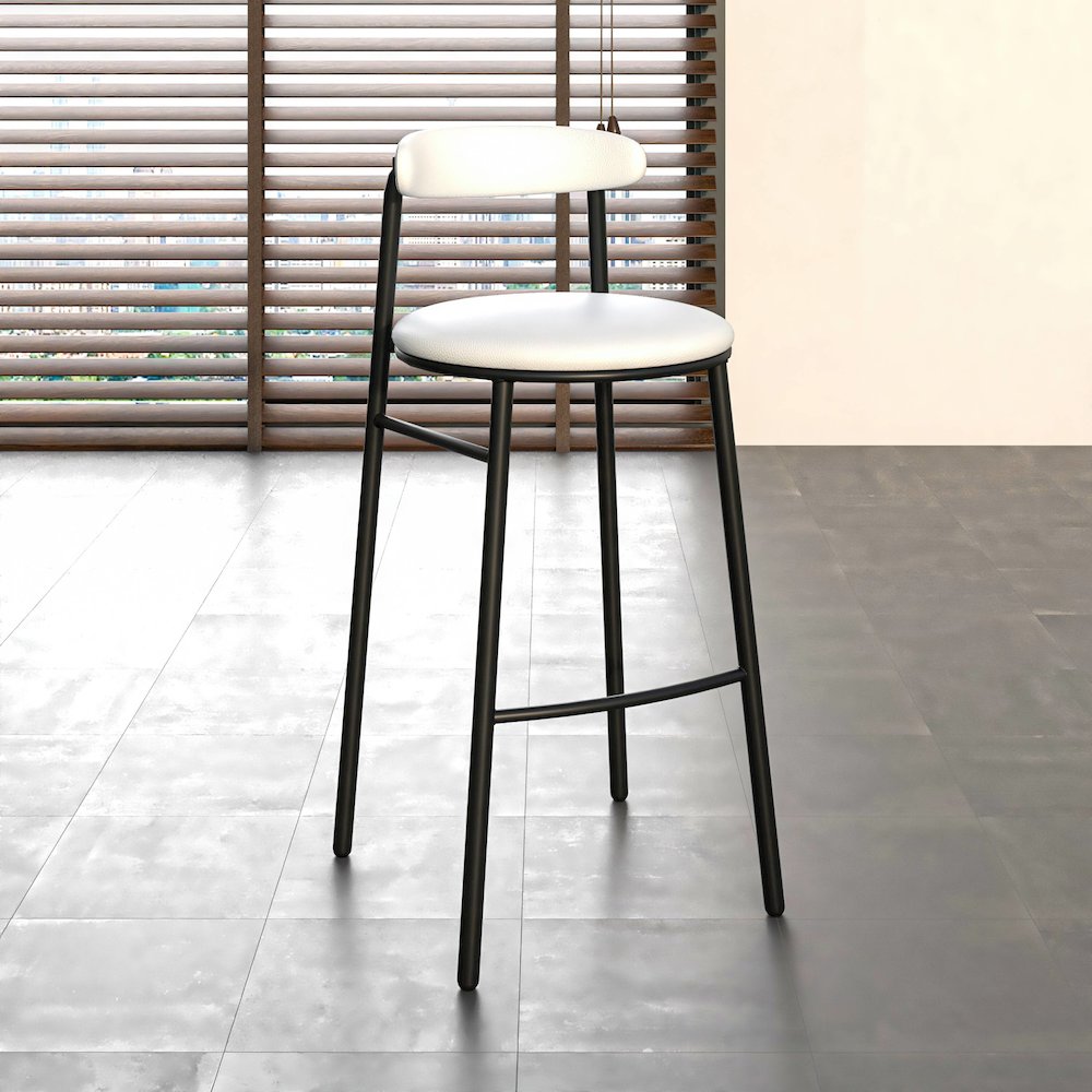 Lume Collection Modern Bar Stool in White Set of 2. Picture 3