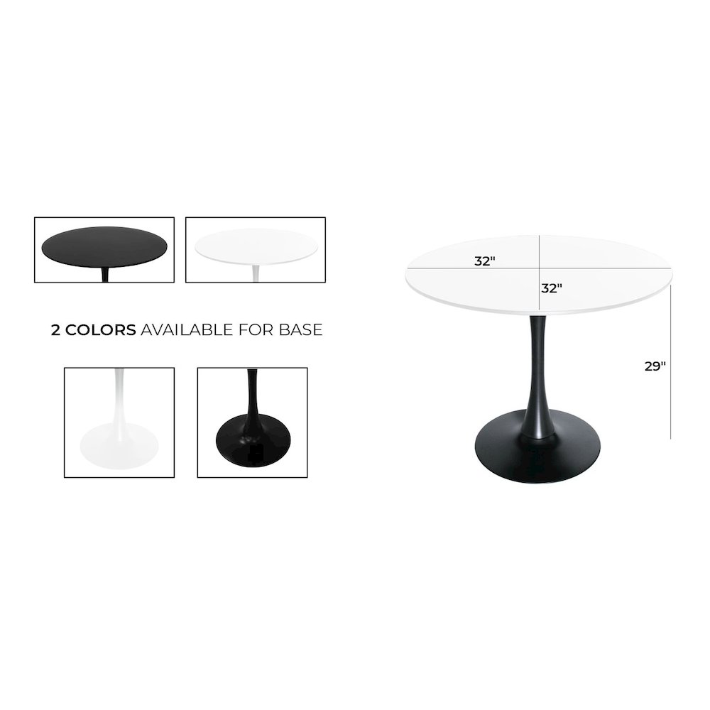 Bristol 31" round dining table Black base with marbled MDF top. Picture 37