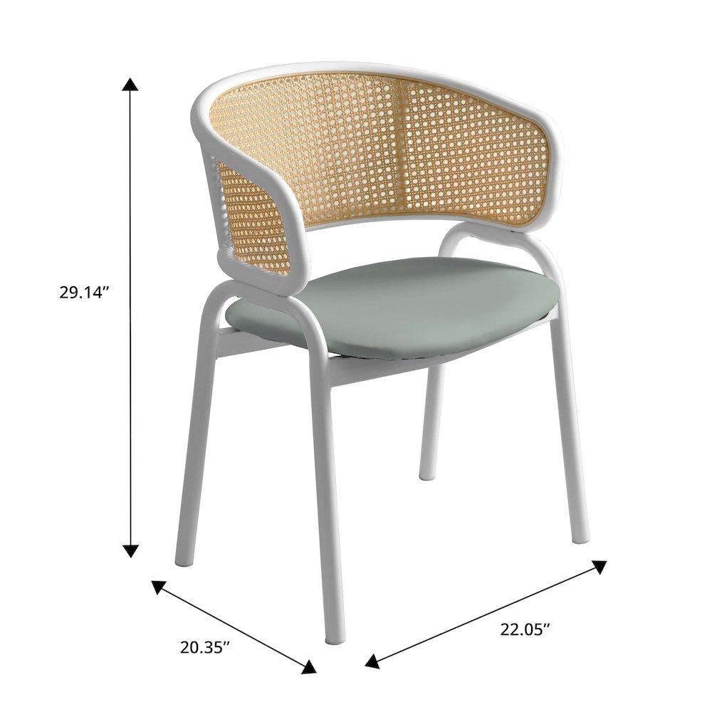 Ervilla - Dining Chair - White frame in Grey Leather Set of 2. Picture 1