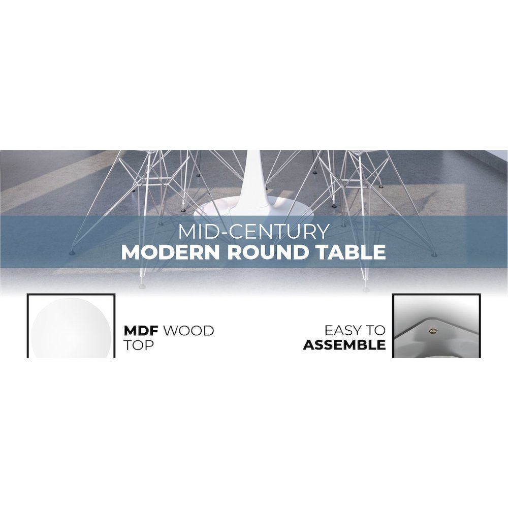 Bristol 31" round dining table White base with marbled MDF top. Picture 46