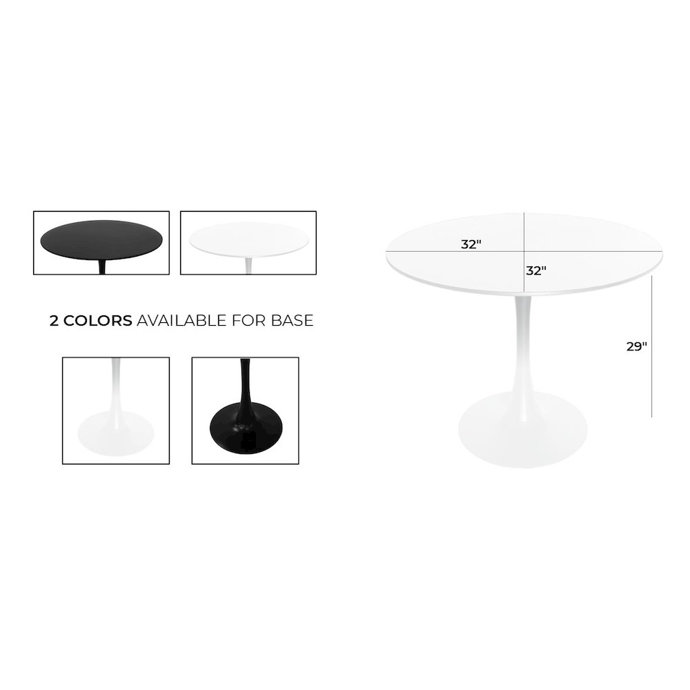 Bristol 31" round dining table White base with marbled MDF top. Picture 43