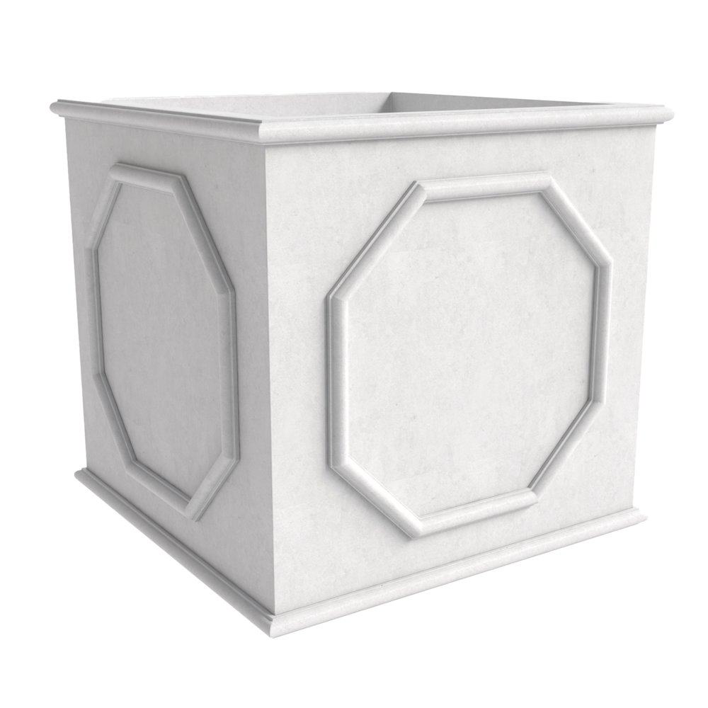 Sprout Series Cubic Fiber Stone Planter in White 15 Cube. Picture 5
