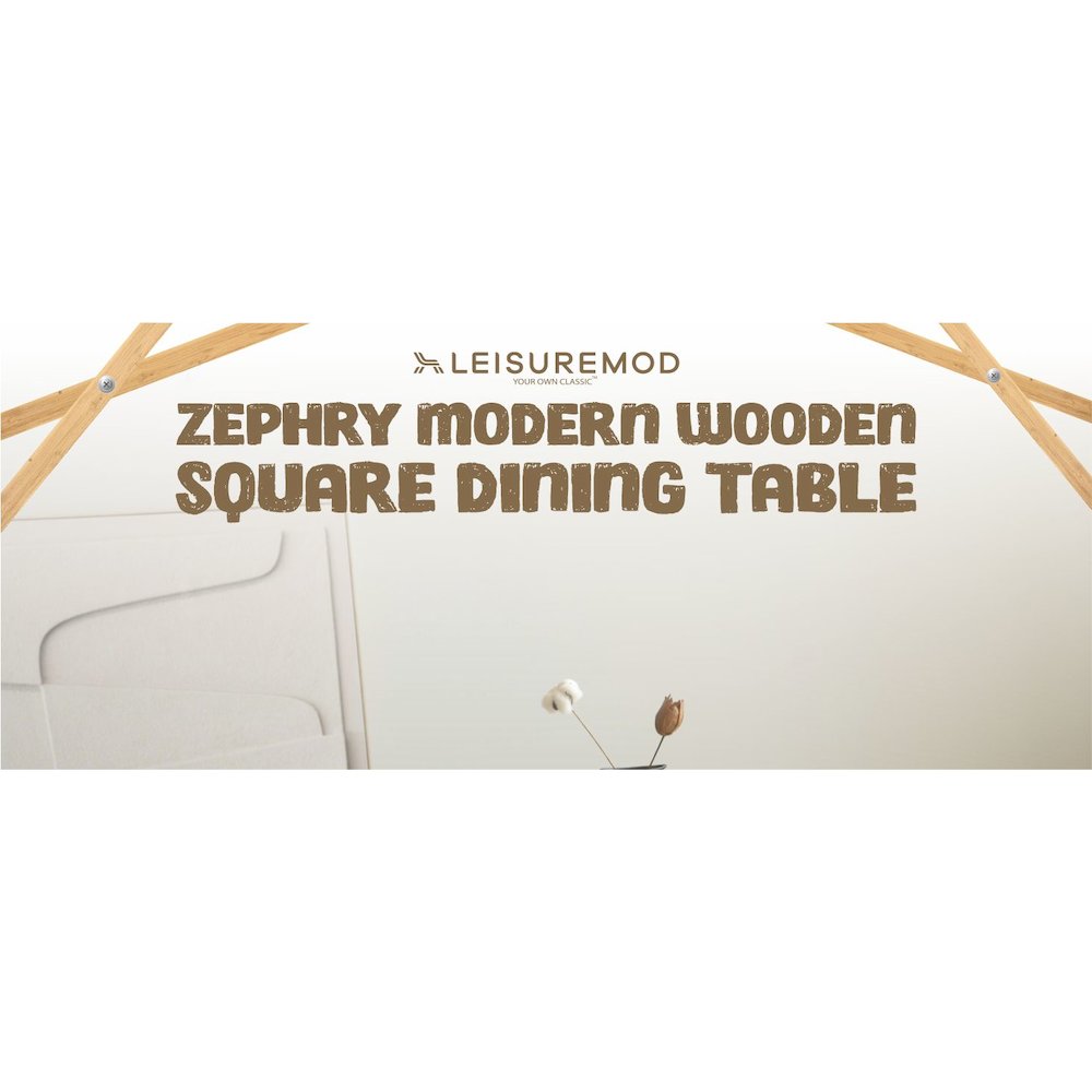 Zephry Collection Modern Dining Wooden Square Dining Table in Natural Wood. Picture 32