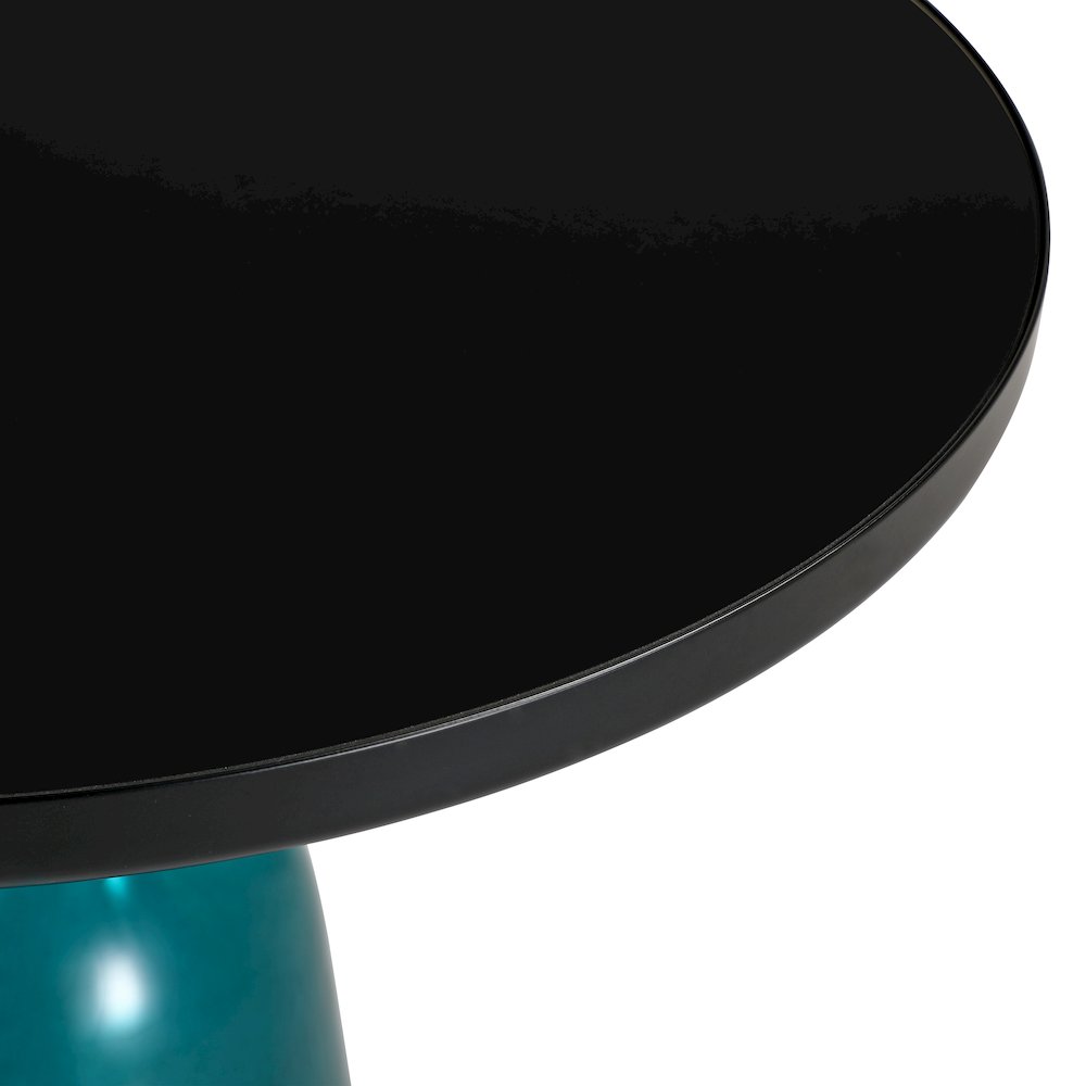 Tully Collection Glass side Table Blue glass, Black Rim with Black Glass top. Picture 11