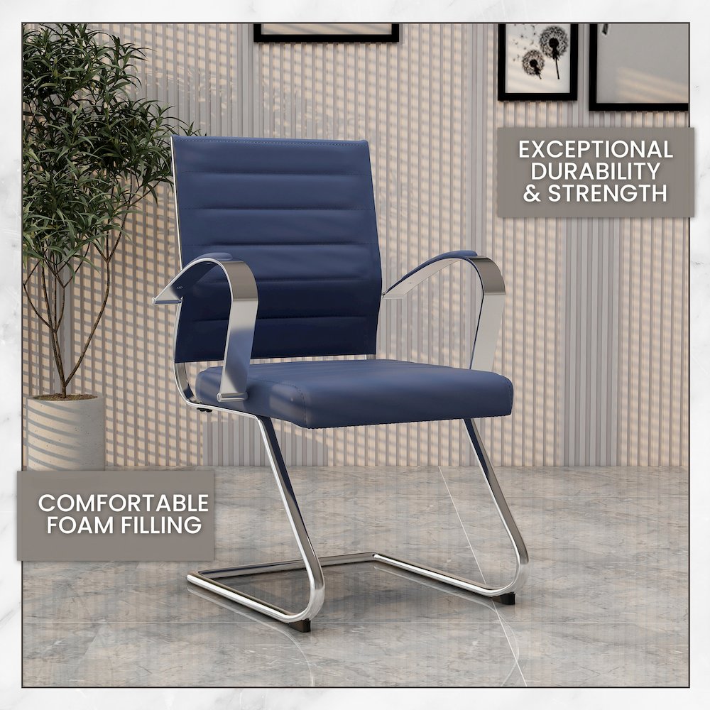 Benmar Home Leather Guest Office Chair in Charcoal. Picture 203