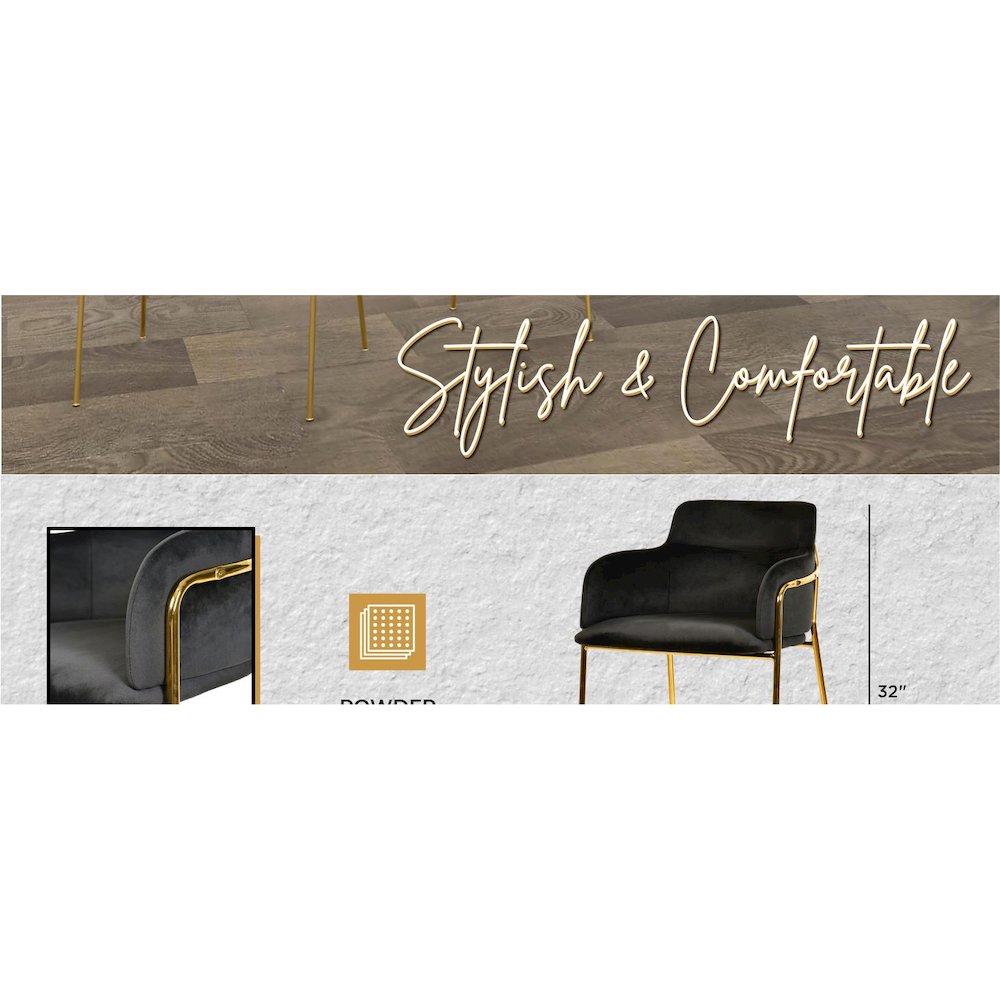 Axis Collection Modern Gold Bar height Chair in Black. Picture 18