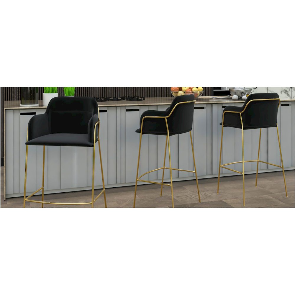 Axis Collection Modern Gold Bar height Chair in Black. Picture 20