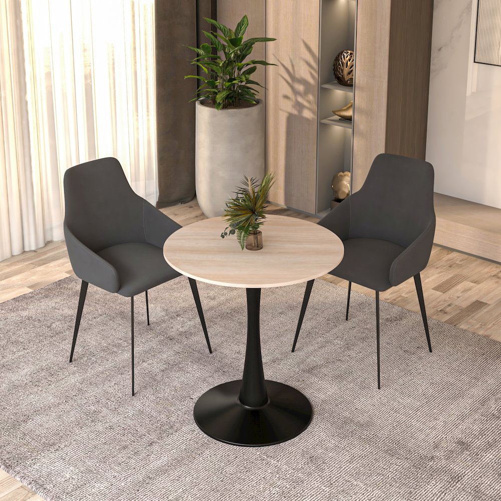 Bristol 27" round dining table Black base with marbled MDF top. Picture 7
