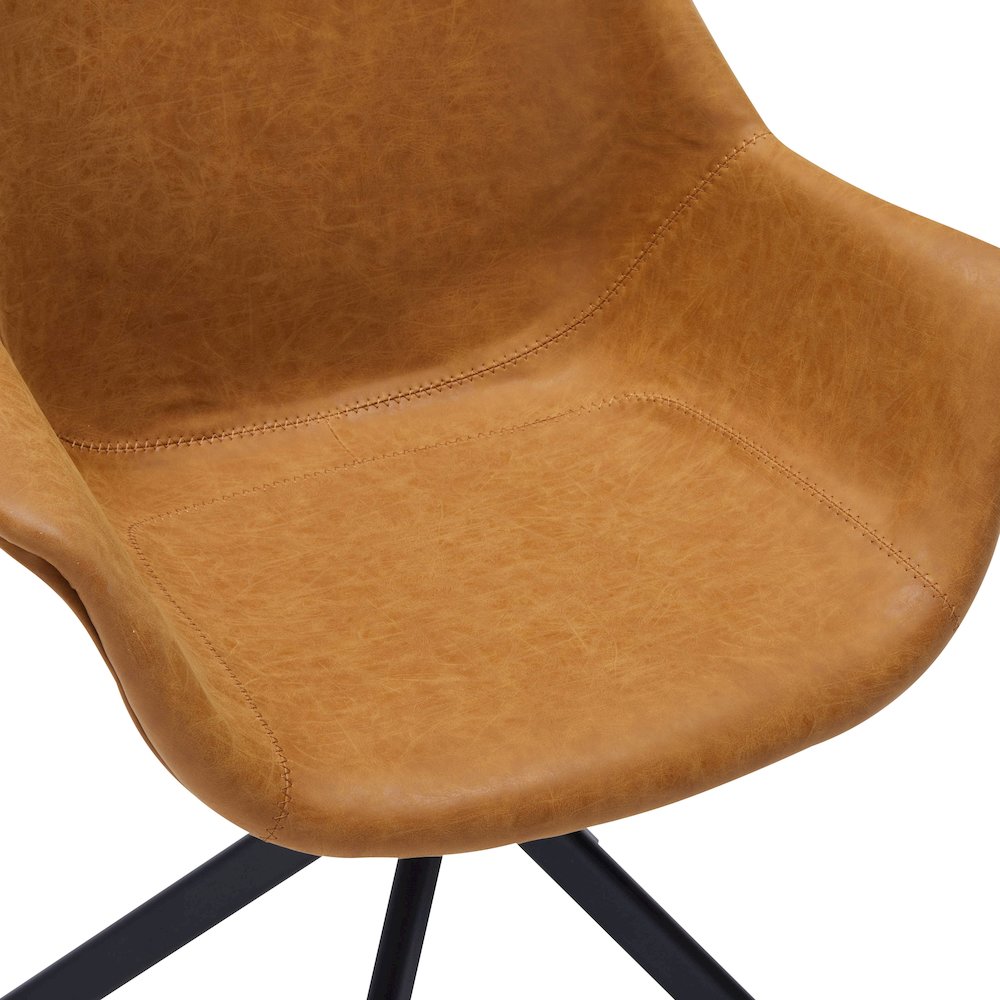 Markley Modern Leather Dining Swival Arm Chair in Light Brown. Picture 12