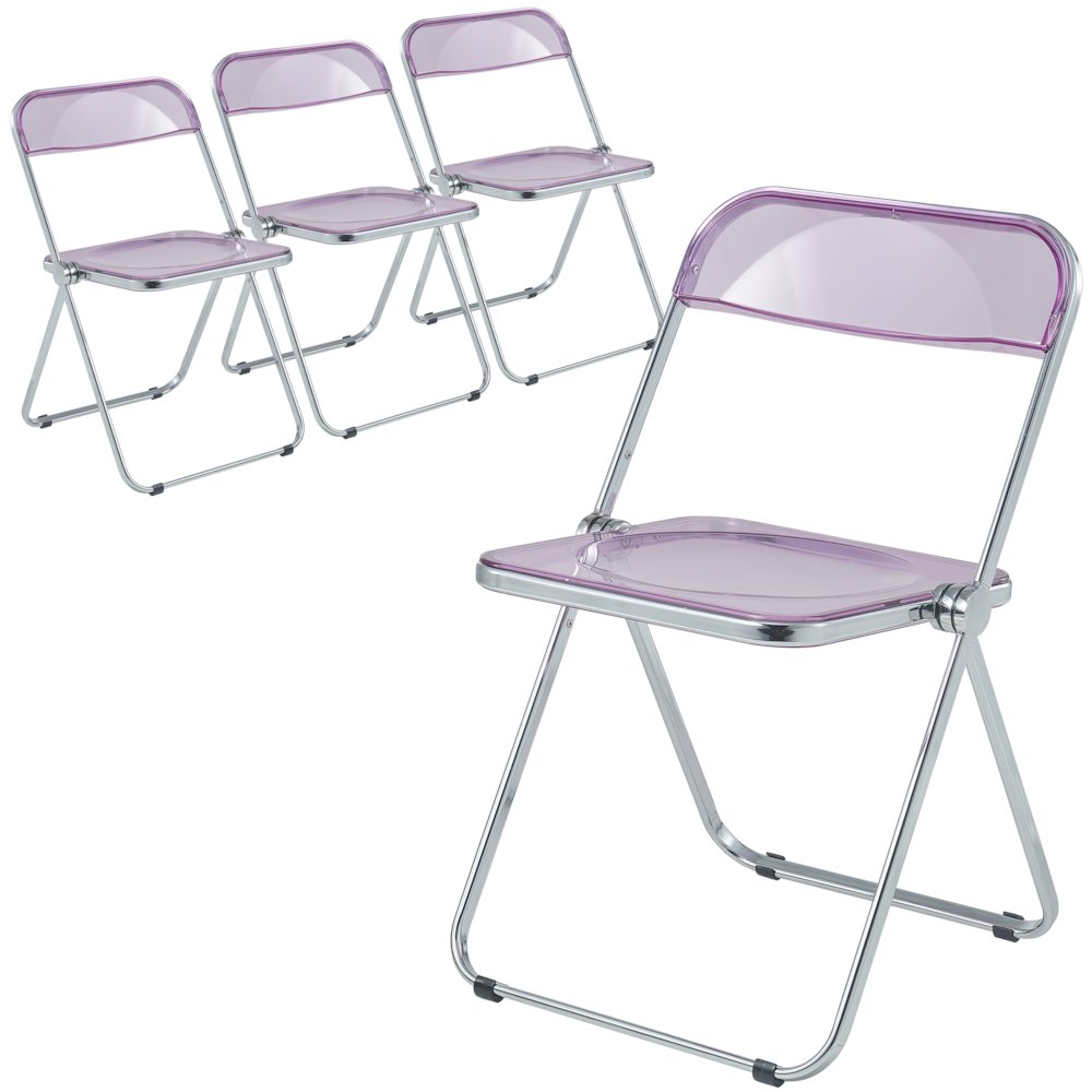 Lawrence Acrylic Folding Chair With Metal Frame, Set of 4. Picture 16