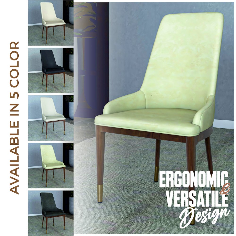 Viva Collection Modern Wooden Dining Chair in Cream Set of 2. Picture 8