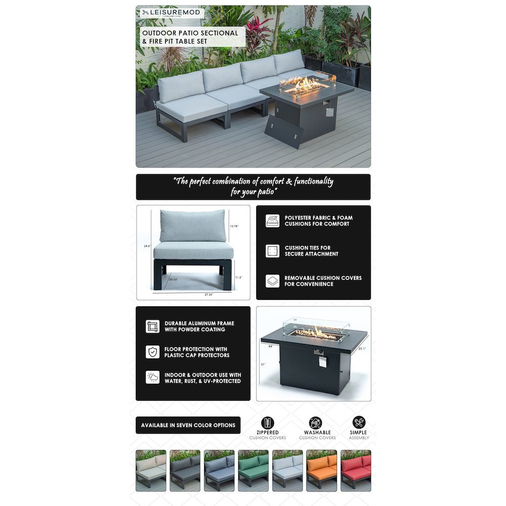 Chelsea 5-Piece Middle Patio Chairs and Fire Pit Table. Picture 21