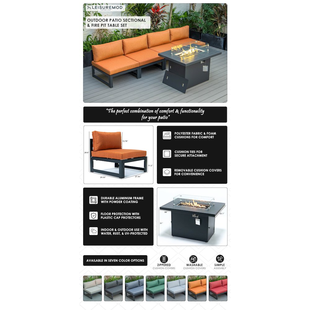 Chelsea 5-Piece Middle Patio Chairs and Fire Pit Table. Picture 21