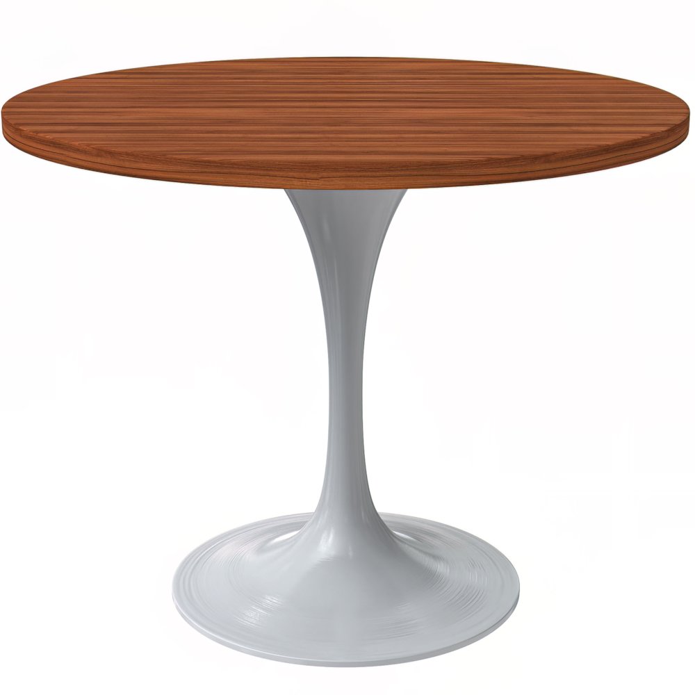 Verve Collection 36 Round Dining Table, White Base with Cognac Brown MDF Top. Picture 5