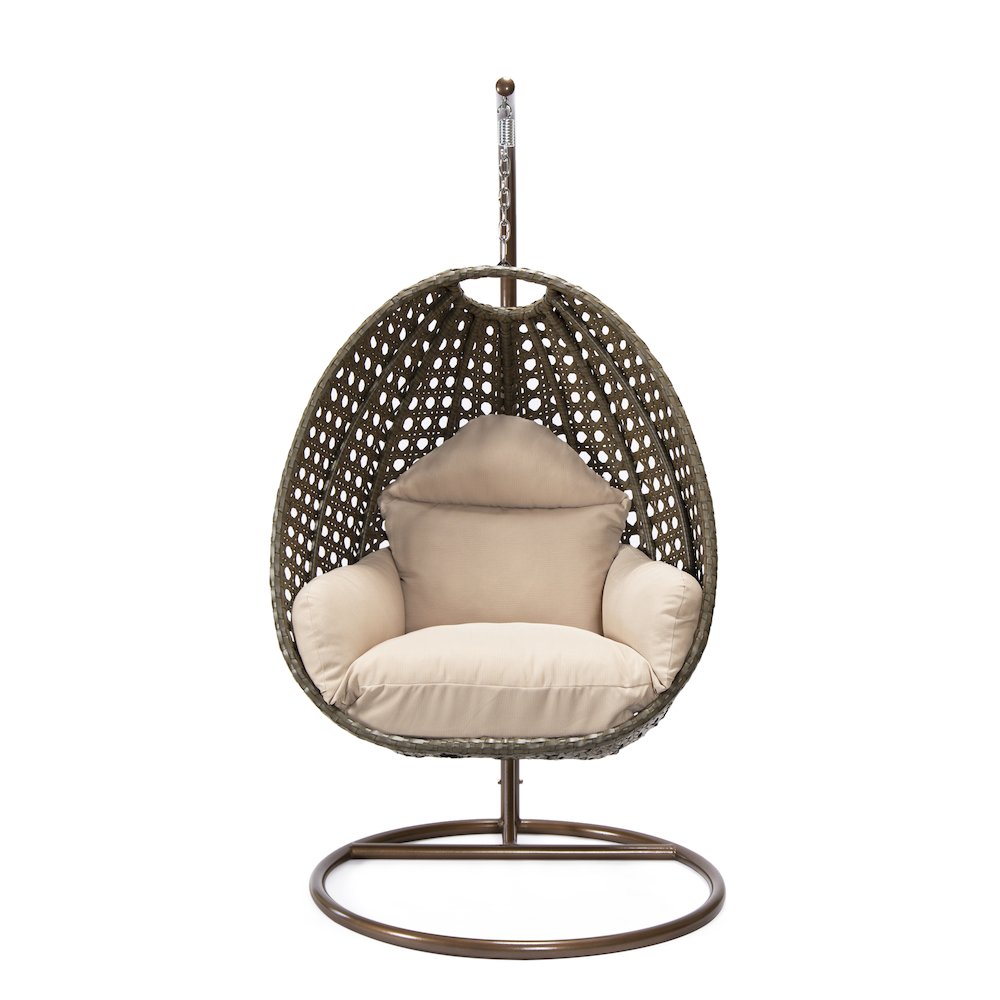 Beige Wicker Hanging Egg Swing Chair. Picture 2