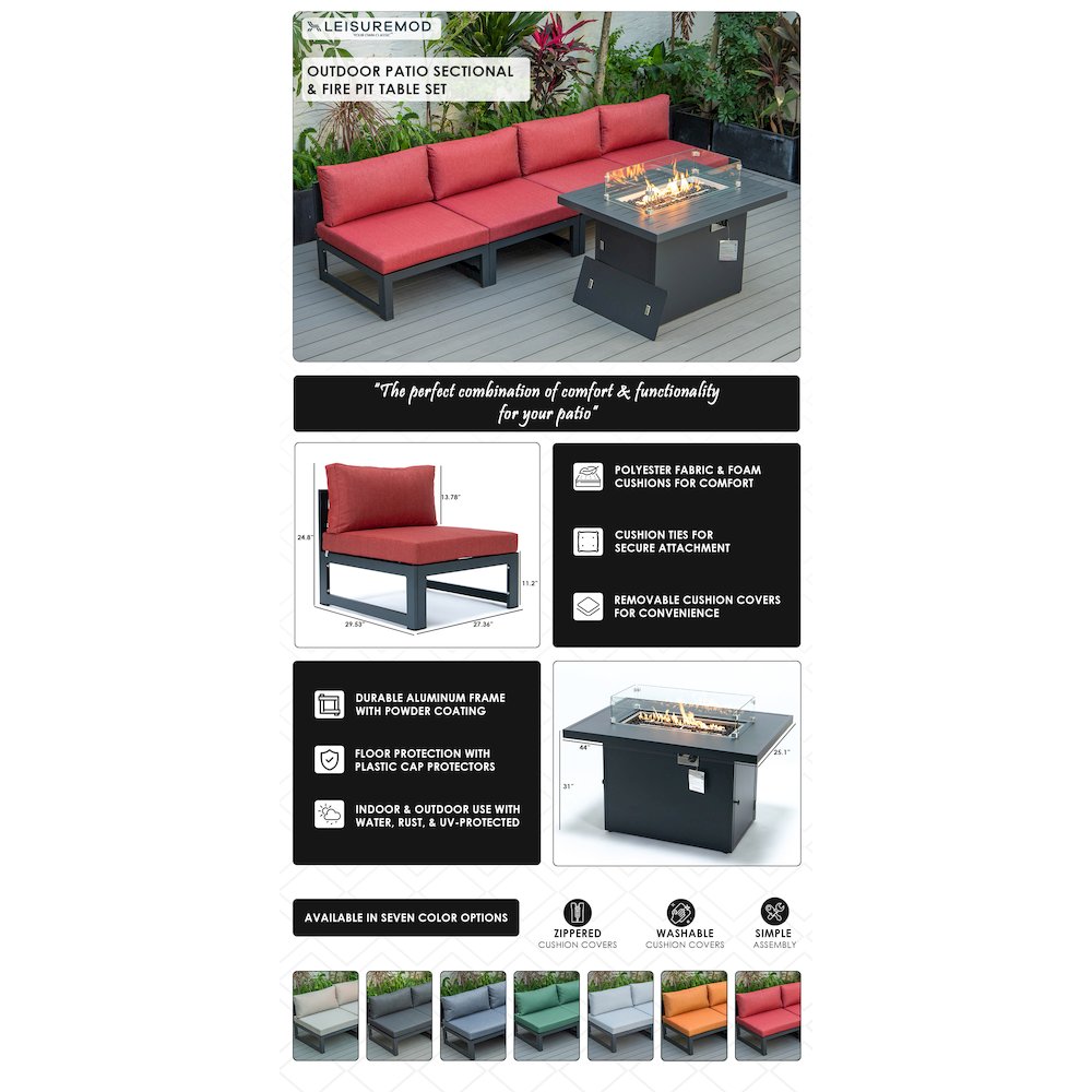 Chelsea 5-Piece Middle Patio Chairs and Fire Pit Table. Picture 21