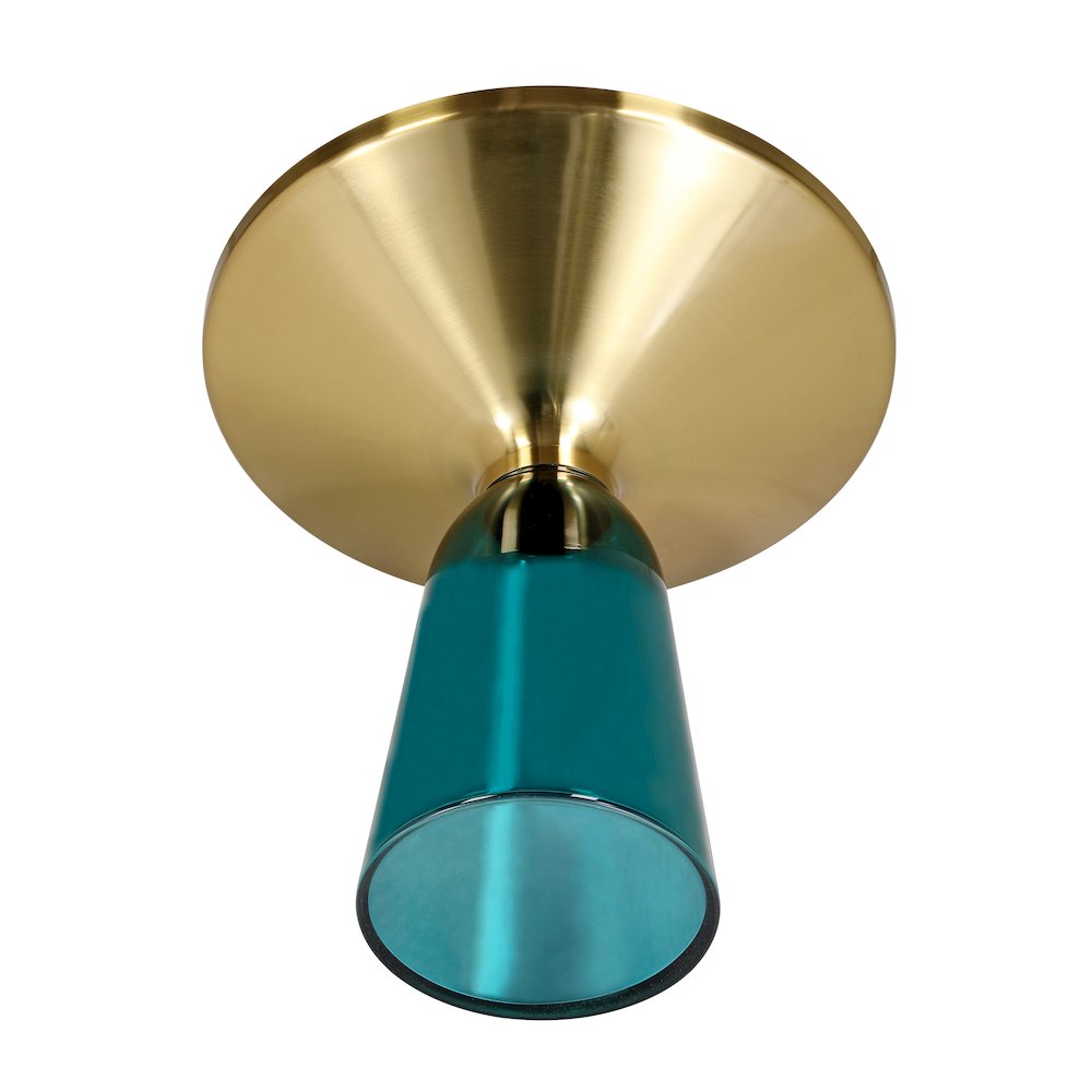 Tully Collection Glass side Table Blue glass, Gold Rim with Black Glass top. Picture 16