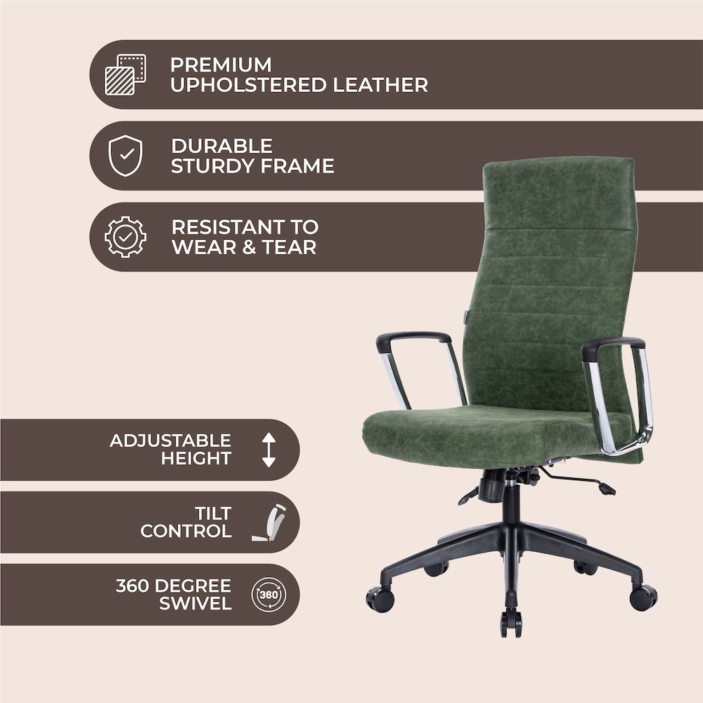Hilton Leather Office Chair in Green. Picture 23