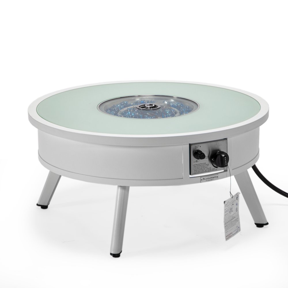 Walbrooke Patio Round Fire Pit and Tank Holder in White. Picture 6