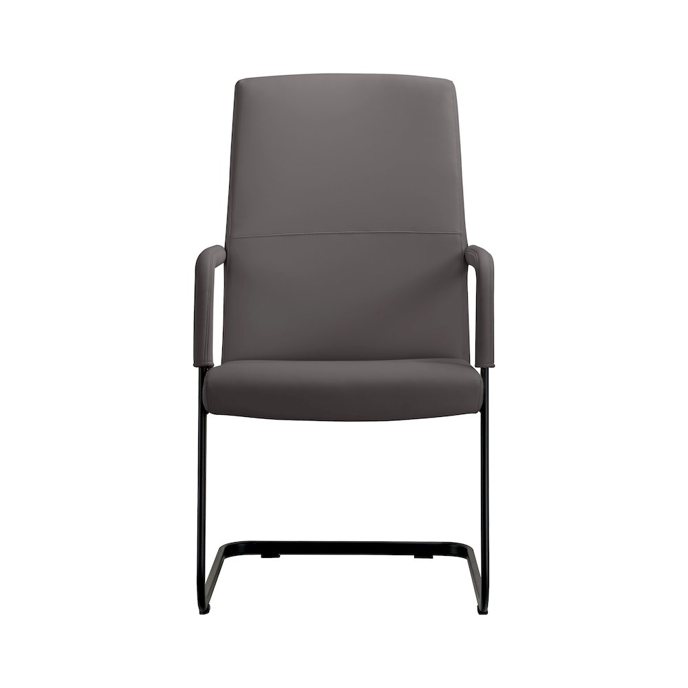 Evander Office Guest Chair in Grey Leather. Picture 1