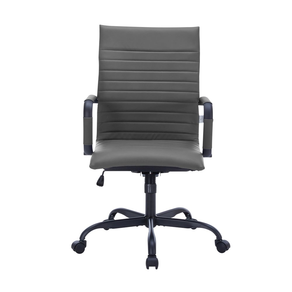 Harris Leather Home High-Back Office Chair in Grey With Black Frame. Picture 11