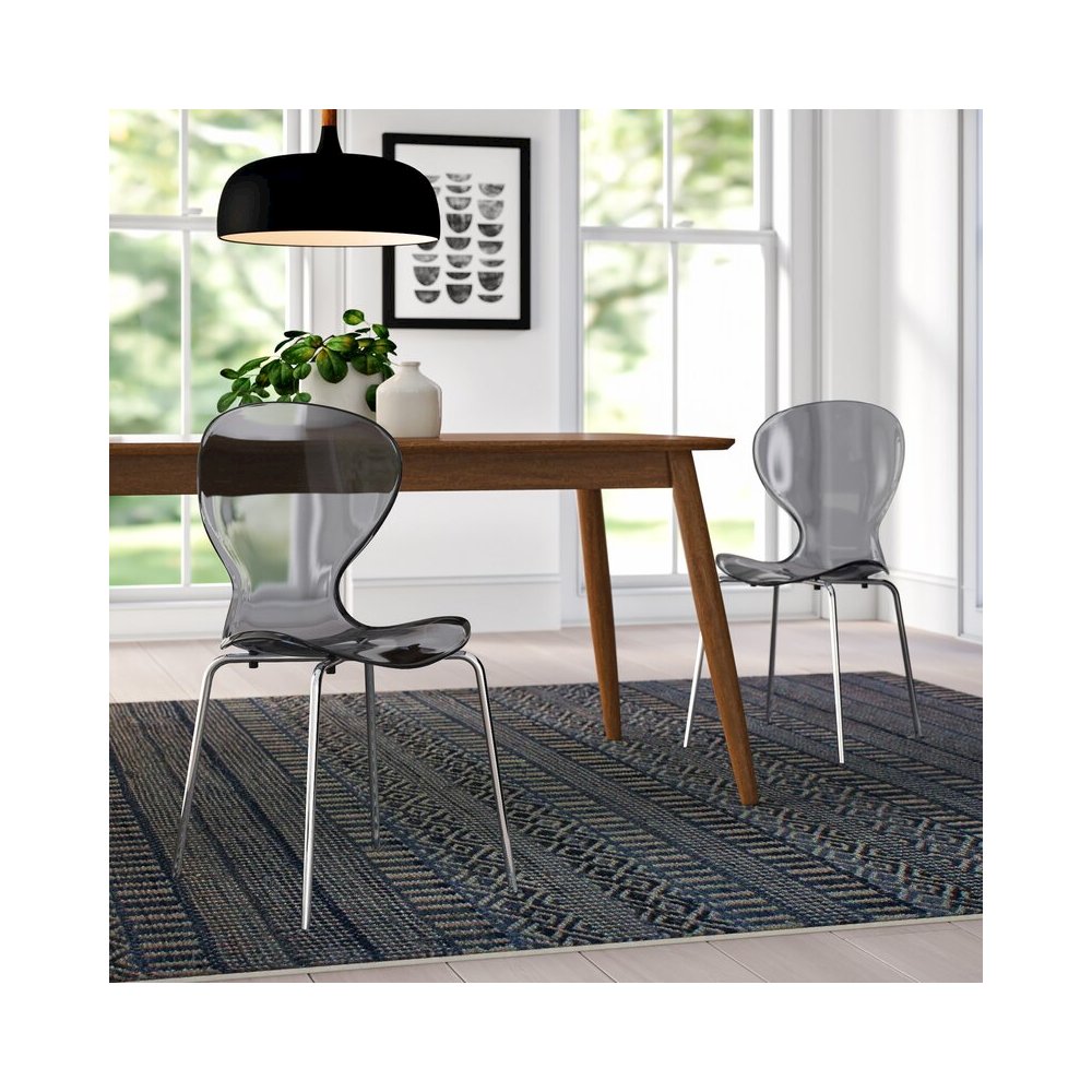 Modern Oyster Transparent Side Chair, Set of 2. Picture 3