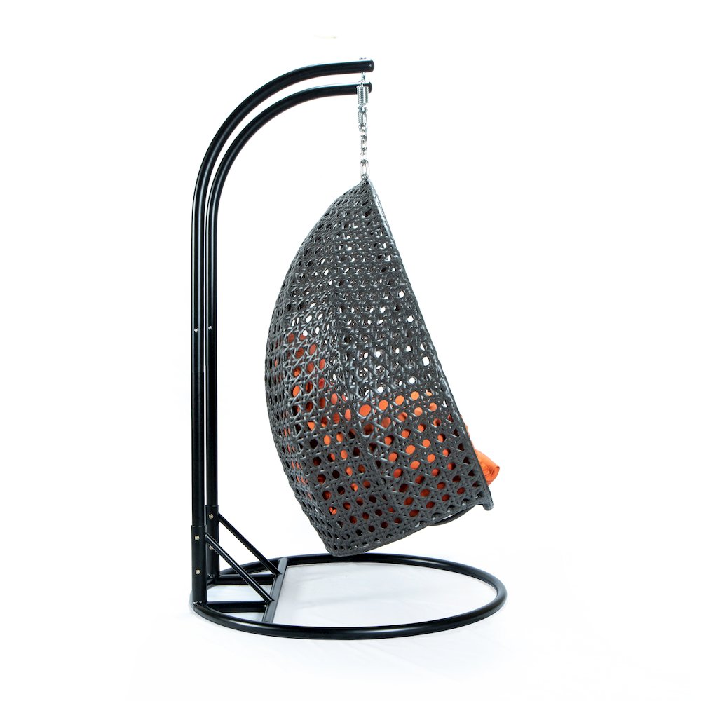 Charcoal Wicker Hanging 2 person Egg Swing Chair. Picture 3