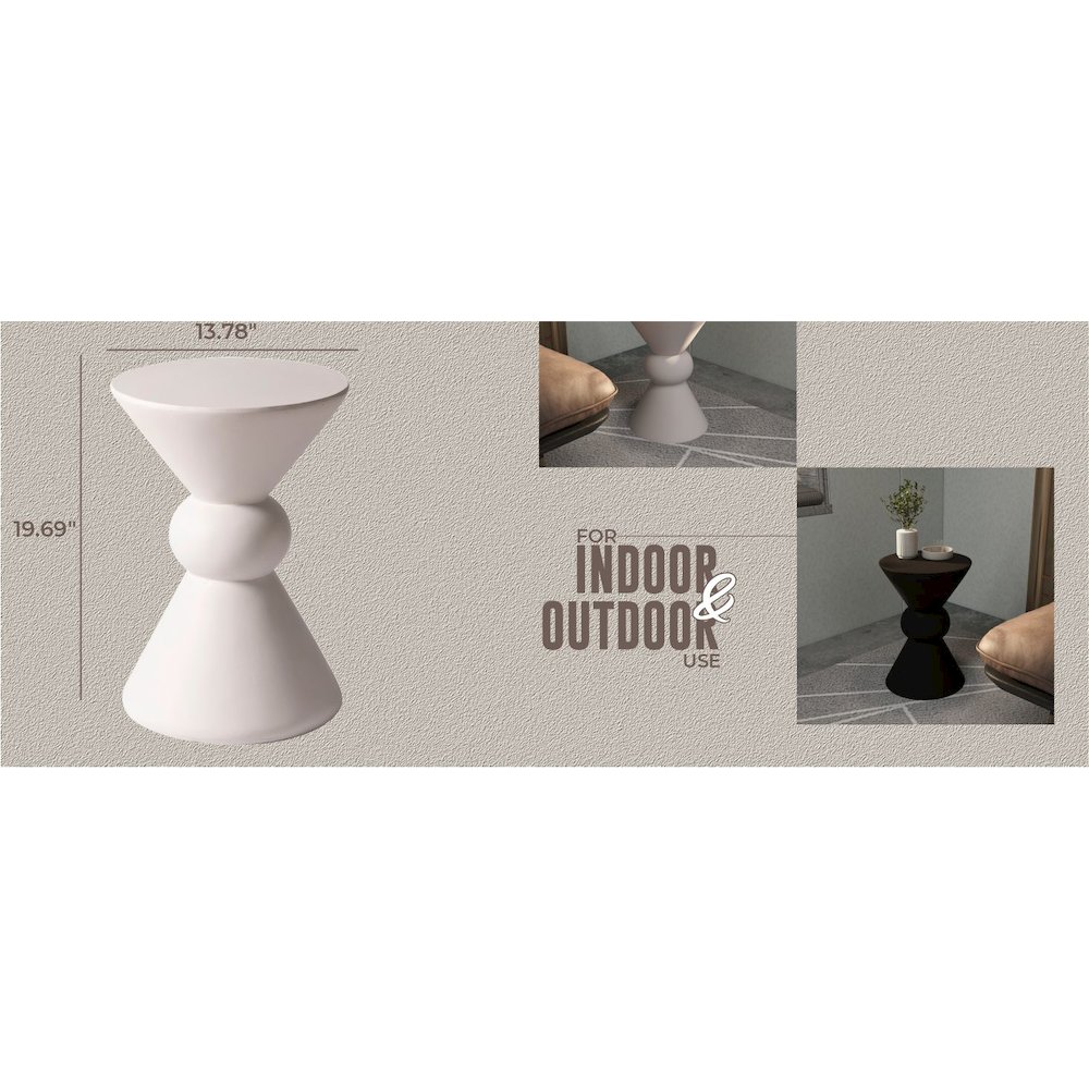 Echo Collection Fiberglass Outdoor Side Table in Cream. Picture 20