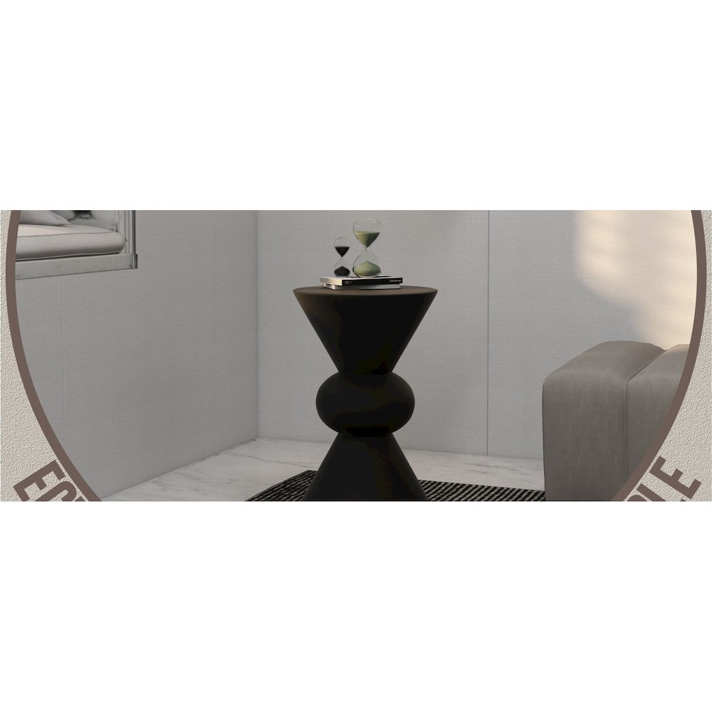 Echo Collection Fiberglass Outdoor Side Table in Dark Grey. Picture 24