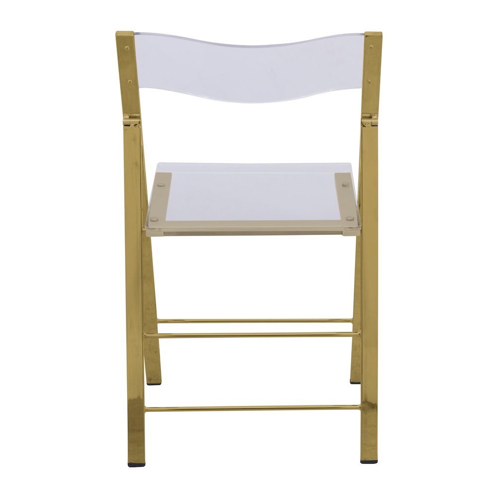 Menno Modern Acrylic Gold Base Folding Chair, Set of 2. Picture 5