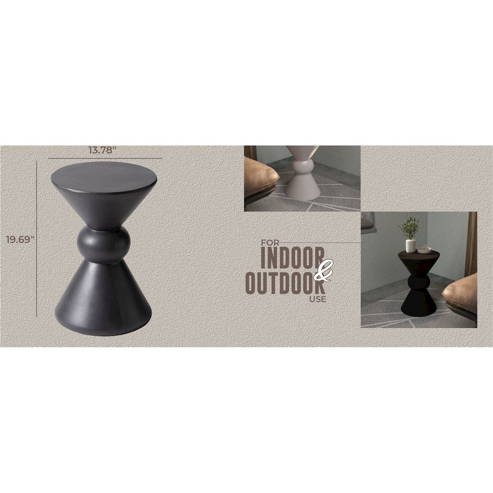 Echo Collection Fiberglass Outdoor Side Table in Dark Grey. Picture 21